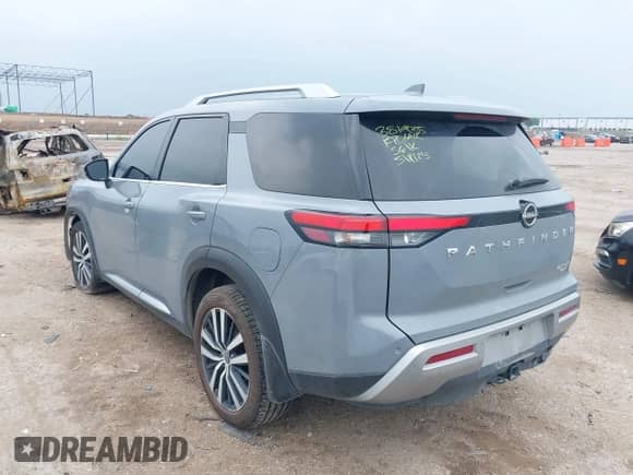 2023 Nissan Pathfinder Platinum with VIN 5N1DR3DK9PC215868, listed as a IAAI auction lot 42301268 with 38,188 mi miles and . Bid and sale history available at DreamBid. Image 3.