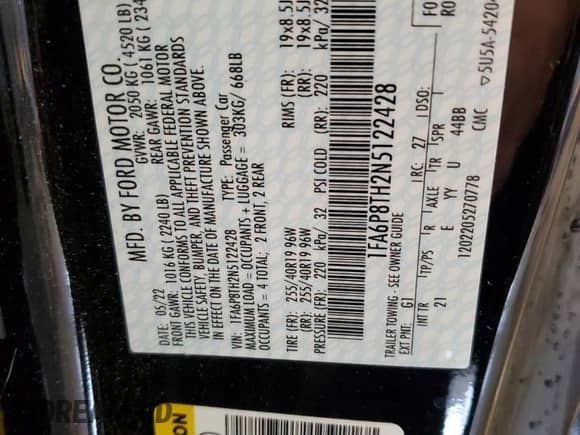 2022 Ford Mustang EcoBoost z VIN 1FA6P8TH2N5122428, wystawiony jako Copart lot #62330365 z przebiegiem 9 639 mil mil oraz Szkoda całkowita • Salvage title. Historia ofert i sprzedaży dostępna na DreamBid. Obrazek 12.