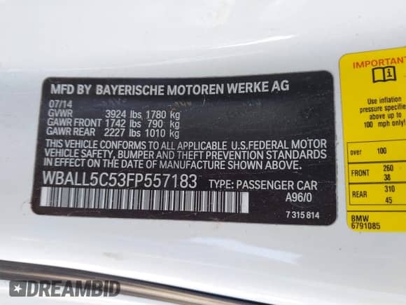 2015 BMW Z4 sDrive28i с VIN WBALL5C53FP557183, выставлен на аукционе IAAI как лот 42145557 с пробегом 123 319 миль миль и . История ставок и продаж доступна на DreamBid. Изображение 9.