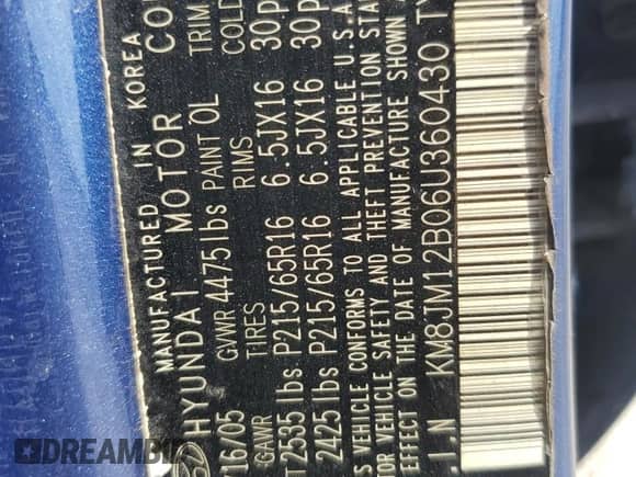 2006 Hyundai Tucson GL z VIN KM8JM12B06U360430, wystawiony jako Copart lot #60428615 z przebiegiem 153 609 mil mil oraz Szkoda całkowita • Salvage title. Historia ofert i sprzedaży dostępna na DreamBid. Obrazek 12.