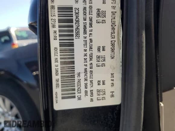 2007 Chrysler 300 with VIN 2C3KA43R27H626621, listed as a Copart auction lot 70741115 with 179,433 mi miles and Salvage title. Bid and sale history available at DreamBid. Image 12.