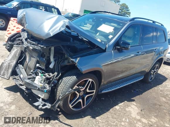 2019 Mercedes-Benz GLS 550 with VIN 4JGDF7DE4KB235003, listed as a IAAI auction lot 42286592 with 106,367 mi miles and . Bid and sale history available at DreamBid. Image 2.