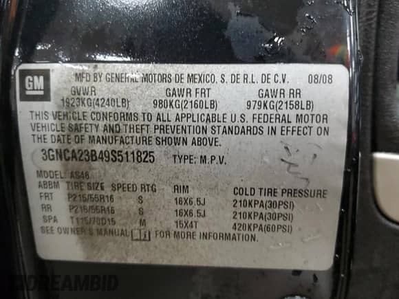 2009 Chevrolet HHR 1LT z VIN 3GNCA23B49S511825, wystawiony jako Copart lot #71018294 z przebiegiem 203 547 mil mil oraz Czysty tytuł • Clean title. Historia ofert i sprzedaży dostępna na DreamBid. Obrazek 12.