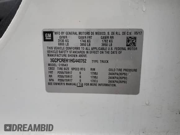 2017 Chevrolet Silverado 1500 LT z VIN 3GCPCREH1HG440762, wystawiony jako Copart lot #86527844 z przebiegiem 238 123 mil mil oraz Szkoda całkowita • Salvage title. Historia ofert i sprzedaży dostępna na DreamBid. Obrazek 12.