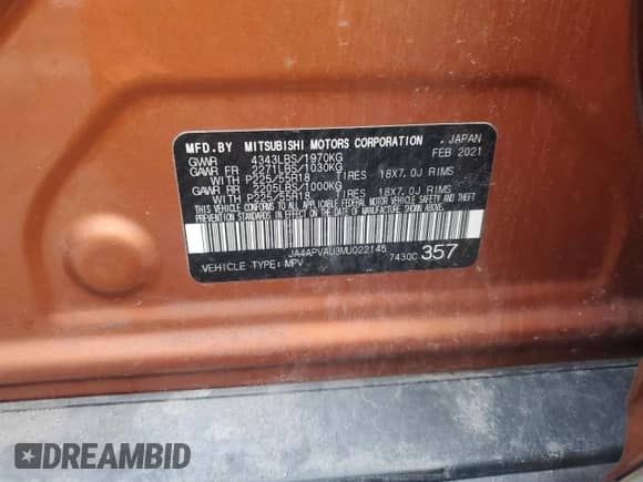 2021 Mitsubishi Outlander SE с VIN JA4APVAU3MU022145, выставлен на аукционе Copart как лот 84212525 с пробегом 68 751 миль миль и Чистый • Clean title. История ставок и продаж доступна на DreamBid. Изображение 13.