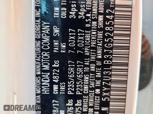 2018 Hyundai Santa Fe 2.4L z VIN 5XYZU3LB3JG528542, wystawiony jako Copart lot #83848405 z przebiegiem 58 071 mil mil oraz Szkoda całkowita • Salvage title. Historia ofert i sprzedaży dostępna na DreamBid. Obrazek 13.