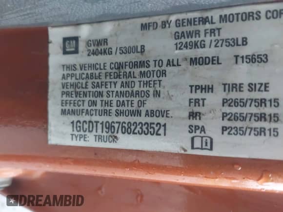 2006 Chevrolet Colorado 1LT z VIN 1GCDT196768233521, wystawiony jako IAAI lot #40860588 z przebiegiem 107 803 mil mil oraz . Historia ofert i sprzedaży dostępna na DreamBid. Obrazek 9.