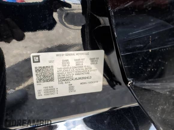 2018 Chevrolet Tahoe Premier с VIN 1GNSKCKJ5JR202413, выставлен на аукционе Copart как лот 63516365 с пробегом 145 200 миль миль и Списание • Salvage title. История ставок и продаж доступна на DreamBid. Изображение 13.