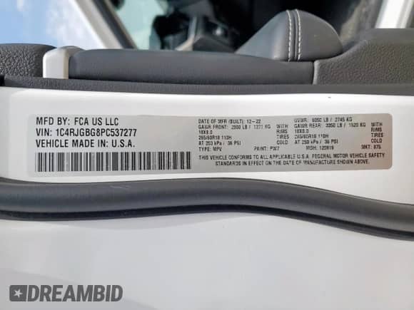 2023 Jeep Grand Cherokee Limited z VIN 1C4RJGBG8PC537277, wystawiony jako Copart lot #57316285 z przebiegiem 56 125 mil mil oraz Szkoda całkowita • Salvage title. Historia ofert i sprzedaży dostępna na DreamBid. Obrazek 13.