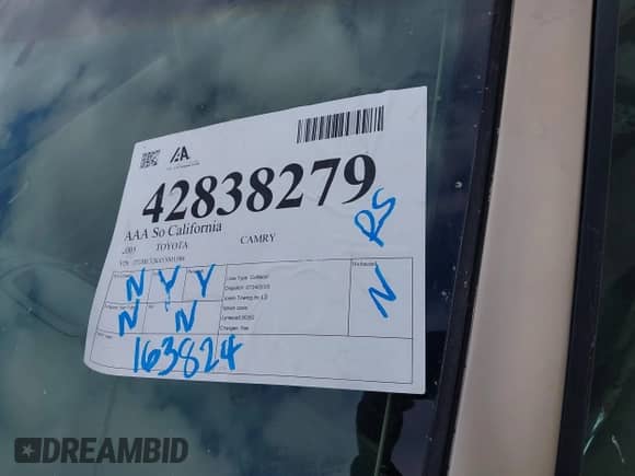 2005 Toyota Camry STD с VIN JTDBE32K453001586, выставлен на аукционе IAAI как лот 42838279 с пробегом 163 824 миль миль и . История ставок и продаж доступна на DreamBid. Изображение 13.