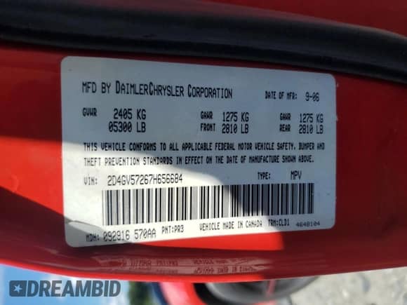 2007 Dodge Magnum R/T with VIN 2D4GV57267H656684, listed as a Copart auction lot 64239925 with 92,859 mi miles and Salvage title. Bid and sale history available at DreamBid. Image 12.