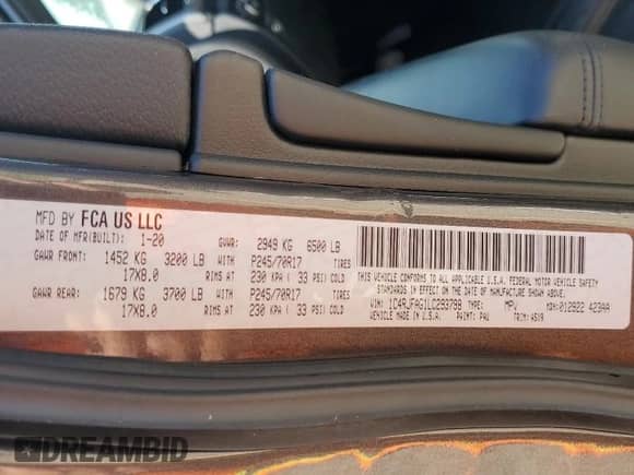 2020 Jeep Grand Cherokee Altitude with VIN 1C4RJFAG1LC293798, listed as a Copart auction lot 65387115 with 53,189 mi miles and Salvage title. Bid and sale history available at DreamBid. Image 14.