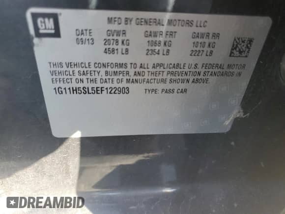 2014 Chevrolet Malibu LTZ with VIN 1G11H5SL5EF122903, listed as a Copart auction lot 71084115 with 209,809 mi miles and Clean title. Bid and sale history available at DreamBid. Image 12.