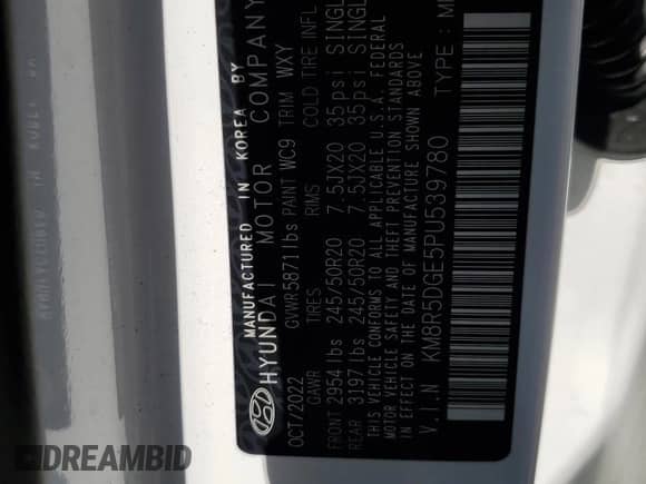 2023 Hyundai Palisade Limited с VIN KM8R5DGE5PU539780, выставлен на аукционе Copart как лот 63925905 с пробегом Не указан миль и Списание • Salvage title. История ставок и продаж доступна на DreamBid. Изображение 12.