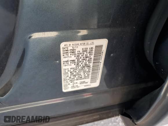 2011 Nissan Murano SL with VIN JN8AZ1MU5BW064035, listed as a Copart auction lot 82399525 with 146,927 mi miles and Salvage title. Bid and sale history available at DreamBid. Image 13.