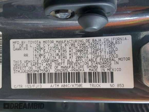 2009 Toyota Tacoma PreRunner z VIN 3TMJU62N59M075503, wystawiony jako Copart lot #75367844 z przebiegiem Nie podano mil oraz Nie do naprawy • Non repairable. Historia ofert i sprzedaży dostępna na DreamBid. Obrazek 12.