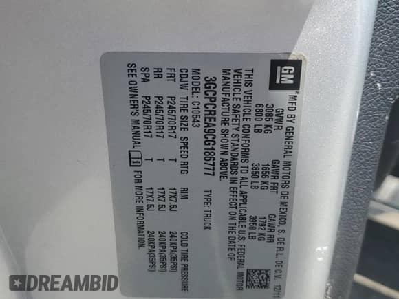 2012 Chevrolet Silverado 1500 LS z VIN 3GCPCREA9CG186777, wystawiony jako Copart lot #65770275 z przebiegiem 257 042 mil mil oraz Szkoda całkowita • Salvage title. Historia ofert i sprzedaży dostępna na DreamBid. Obrazek 12.
