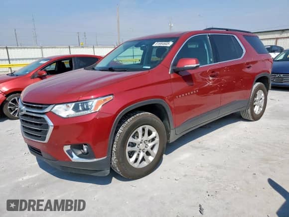 2021 Chevrolet Traverse LT Cloth z VIN 1GNERGKW3MJ179678, wystawiony jako Copart lot #81684605 z przebiegiem 62 479 mil mil oraz Szkoda całkowita • Salvage title. Historia ofert i sprzedaży dostępna na DreamBid. Obrazek 1.