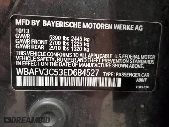 2014 BMW 5 Series 535d xDrive с VIN WBAFV3C53ED684527, выставлен на аукционе Copart как лот 57772125 с пробегом 182 417 миль миль и Списание • Salvage title. История ставок и продаж доступна на DreamBid. Изображение 12.