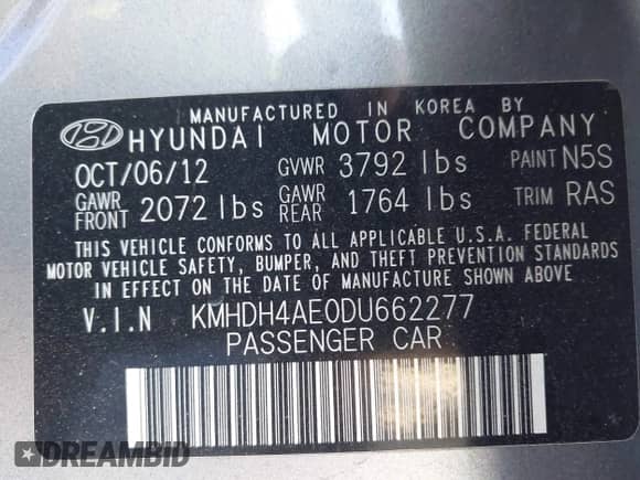 2013 Hyundai Elantra GLS с VIN KMHDH4AE0DU662277, выставлен на аукционе IAAI как лот 43403551 с пробегом 197 189 миль миль и . История ставок и продаж доступна на DreamBid. Изображение 9.