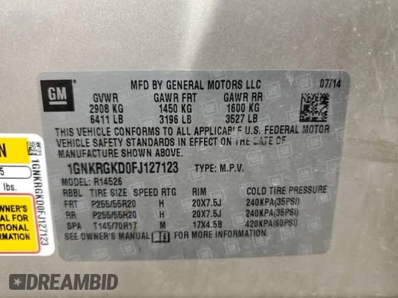 2015 Chevrolet Traverse LT с VIN 1GNKRGKD0FJ127123, выставлен на аукционе Copart как лот 66473855 с пробегом 95 683 миль миль и Списание • Salvage title. История ставок и продаж доступна на DreamBid. Изображение 13.