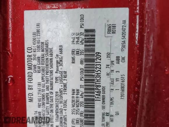 2017 Ford Mustang EcoBoost Premium с VIN 1FA6P8TH3H5231209, выставлен на аукционе Copart как лот 89716665 с пробегом 110 664 миль миль и Чистый • Clean title. История ставок и продаж доступна на DreamBid. Изображение 13.
