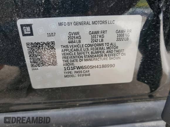 2017 Chevrolet Bolt EV LT с VIN 1G1FW6S05H4188990, выставлен на аукционе Copart как лот 67609135 с пробегом 31 372 миль миль и Списание • Salvage title. История ставок и продаж доступна на DreamBid. Изображение 13.