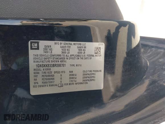 2011 Chevrolet Suburban LTZ с VIN 1GNSKKE33BR386761, выставлен на аукционе IAAI как лот 42943084 с пробегом 175 344 миль миль и . История ставок и продаж доступна на DreamBid. Изображение 9.