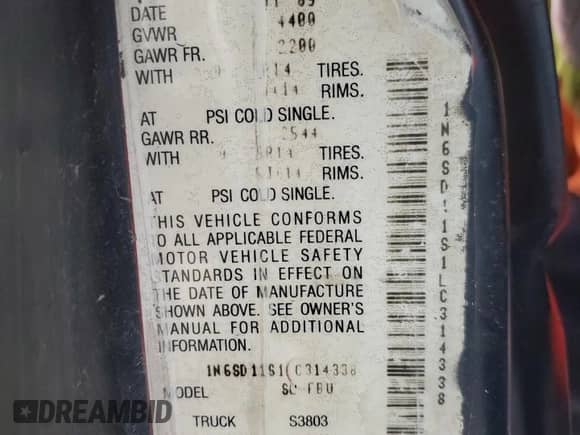 1990 Nissan Frontier z VIN 1N6SD11S1LC314338, wystawiony jako Copart lot #57546224 z przebiegiem 285 894 mil mil oraz Szkoda całkowita • Salvage title. Historia ofert i sprzedaży dostępna na DreamBid. Obrazek 12.