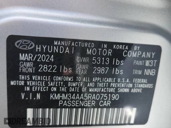 2024 Hyundai Ioniq 6 SEL с VIN KMHM34AA5RA075190, выставлен на аукционе Copart как лот 61443815 с пробегом 14 348 миль миль и На запчасти • Non repairable. История ставок и продаж доступна на DreamBid. Изображение 12.