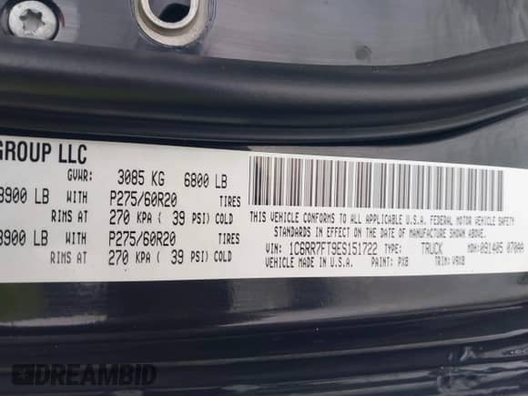 2014 Ram 1500 Tradesman with VIN 1C6RR7FT9ES151722, listed as a IAAI auction lot 41274254 with 101,863 mi miles and . Bid and sale history available at DreamBid. Image 9.