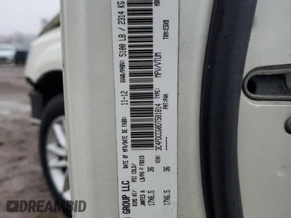 2013 Dodge Journey SXT with VIN 3C4PDCCG0DT581814, listed as a Copart auction lot 46987265 with Not provided miles and Clean title. Bid and sale history available at DreamBid. Image 16.