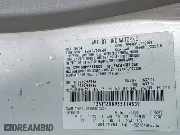 2005 Ford Mustang Deluxe с VIN 1ZVFT80N955114839, выставлен на аукционе IAAI как лот 42689801 с пробегом 149 556 миль миль и . История ставок и продаж доступна на DreamBid. Изображение 9.