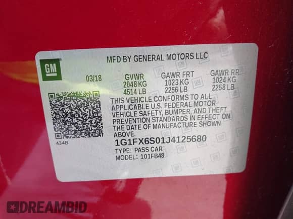 2018 Chevrolet Bolt EV Premier с VIN 1G1FX6S01J4125680, выставлен на аукционе IAAI как лот 42475022 с пробегом 61 919 миль миль и . История ставок и продаж доступна на DreamBid. Изображение 9.