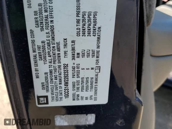 2002 Chevrolet S-10 LS с VIN 1GCCS14W228233782, выставлен на аукционе Copart как лот 74964234 с пробегом 87 615 миль миль и Списание • Salvage title. История ставок и продаж доступна на DreamBid. Изображение 12.