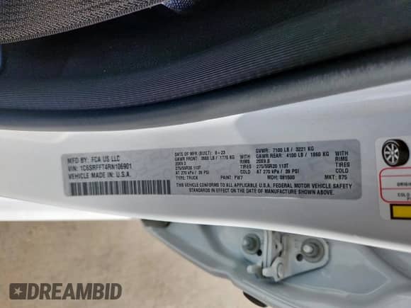 2024 Ram 1500 Big Horn с VIN 1C6SRFFT4RN106901, выставлен на аукционе Copart как лот 69781775 с пробегом 20 354 миль миль и Чистый • Clean title. История ставок и продаж доступна на DreamBid. Изображение 13.