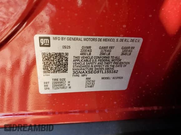 2026 Chevrolet Equinox LS z VIN 3GNAXSEG9TL155162, wystawiony jako Copart lot #84456895 z przebiegiem 1 557 mil mil oraz Szkoda całkowita • Salvage title. Historia ofert i sprzedaży dostępna na DreamBid. Obrazek 13.