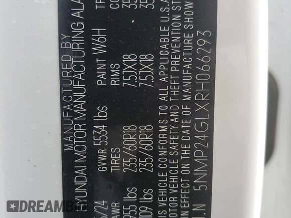 2024 Hyundai Santa Fe SEL с VIN 5NMP24GLXRH066293, выставлен на аукционе Copart как лот 71096825 с пробегом 8 293 миль миль и Списание • Salvage title. История ставок и продаж доступна на DreamBid. Изображение 13.