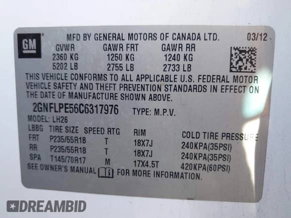 2012 Chevrolet Equinox 2LT z VIN 2GNFLPE56C6317976, wystawiony jako IAAI lot #41763461 z przebiegiem 173 062 mil mil oraz . Historia ofert i sprzedaży dostępna na DreamBid. Obrazek 9.