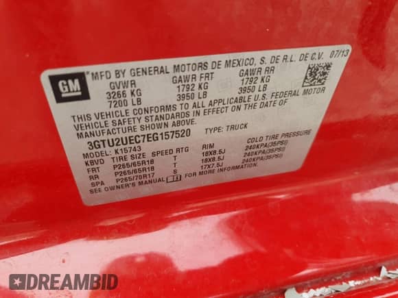 2014 GMC Sierra 1500 SLE z VIN 3GTU2UEC7EG157520, wystawiony jako Copart lot #80126255 z przebiegiem 206 991 mil mil oraz Szkoda całkowita • Salvage title. Historia ofert i sprzedaży dostępna na DreamBid. Obrazek 12.