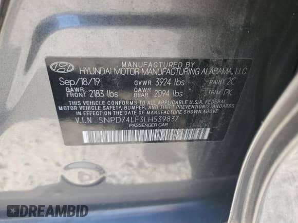 2020 Hyundai Elantra SE with VIN 5NPD74LF3LH539837, listed as a Copart auction lot 80062975 with 100,543 mi miles and Clean title. Bid and sale history available at DreamBid. Image 13.