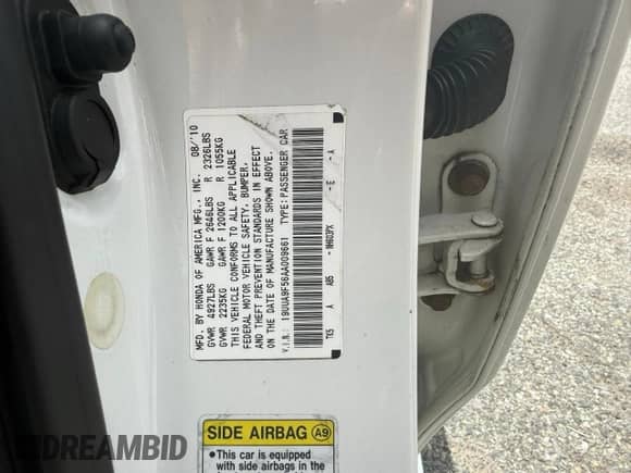 2010 Acura TL Technology с VIN 19UUA9F56AA009661, выставлен на аукционе Copart как лот 90202455 с пробегом 136 865 миль миль и Списание • Salvage title. История ставок и продаж доступна на DreamBid. Изображение 10.