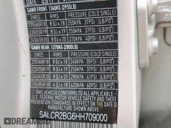 2017 Land Rover Discovery Sport HSE with VIN SALCR2BG6HH709000, listed as a Copart auction lot 65788555 with 101,168 mi miles and Clean title. Bid and sale history available at DreamBid. Image 13.