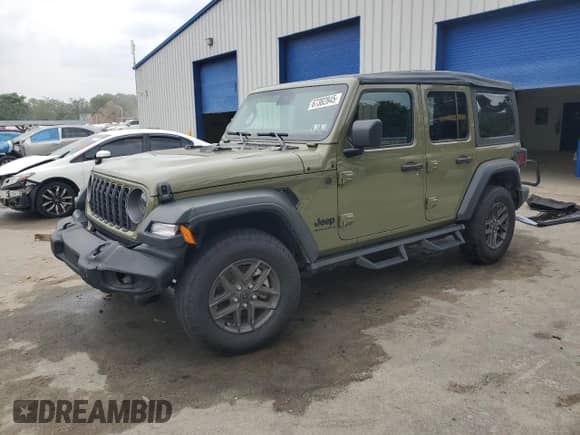 2025 Jeep Wrangler Sport S with VIN 1C4PJXDG5SW563914, listed as a Copart auction lot 67382845 with 2,810 mi miles and Salvage title. Bid and sale history available at DreamBid. Image 1.