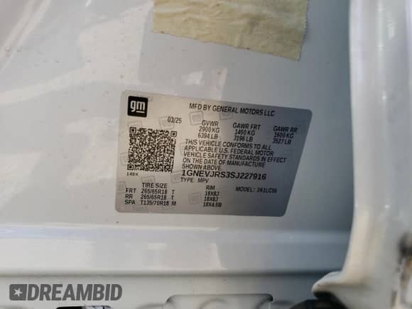 2025 Chevrolet Traverse AWD Z71 with VIN 1GNEVJRS3SJ227916, listed as a Copart auction lot 81410215 with 4,208 mi miles and Salvage title. Bid and sale history available at DreamBid. Image 14.