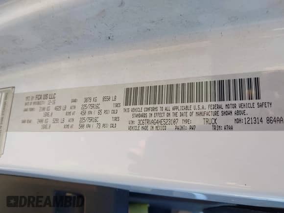 2017 Ram ProMaster Cargo с VIN 3C6TRVAG4HE523107, выставлен на аукционе IAAI как лот 43086169 с пробегом 231 382 миль миль и . История ставок и продаж доступна на DreamBid. Изображение 9.