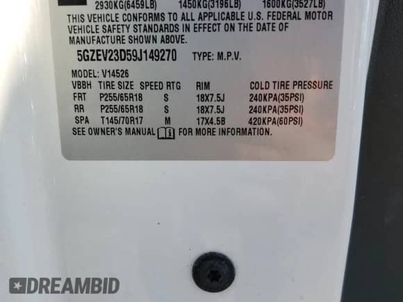 2009 Saturn Outlook XR с VIN 5GZEV23D59J149270, выставлен на аукционе Copart как лот 78640114 с пробегом 174 851 миль миль и Списание • Salvage title. История ставок и продаж доступна на DreamBid. Изображение 13.