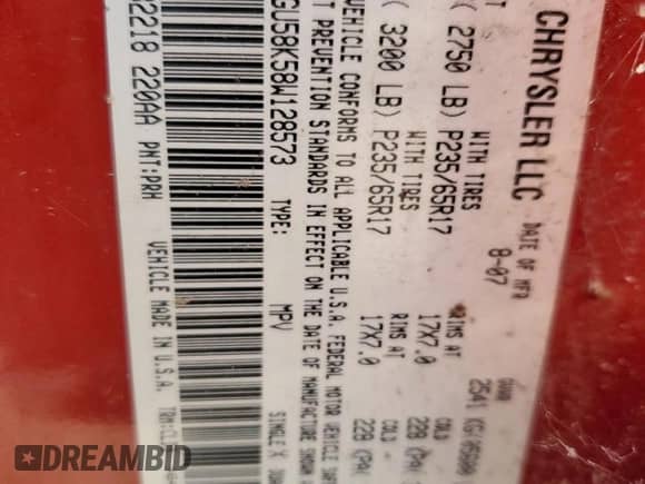 2008 Dodge Nitro SLT с VIN 1D8GU58K58W128573, выставлен на аукционе Copart как лот 77188944 с пробегом 120 356 миль миль и Чистый • Clean title. История ставок и продаж доступна на DreamBid. Изображение 13.