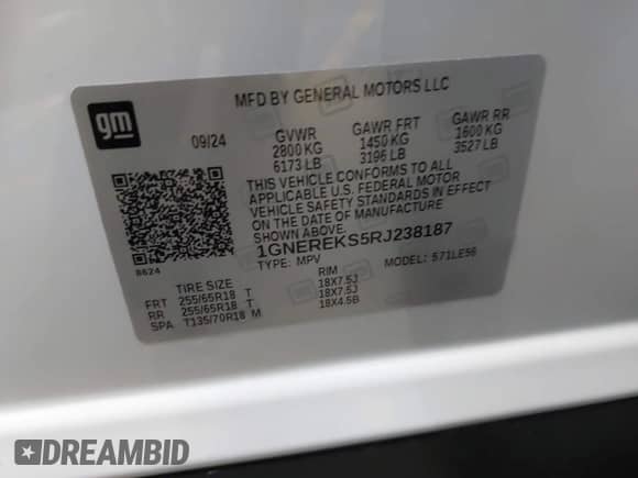 2024 Chevrolet Traverse FWD LS z VIN 1GNEREKS5RJ238187, wystawiony jako IAAI lot #42202085 z przebiegiem 11 264 mil mil oraz . Historia ofert i sprzedaży dostępna na DreamBid. Obrazek 9.