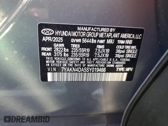 2025 Hyundai Ioniq 5 SEL z VIN 7YAKN4DA5SY019466, wystawiony jako Copart lot #70565535 z przebiegiem 1 816 mil mil oraz Szkoda całkowita • Salvage title. Historia ofert i sprzedaży dostępna na DreamBid. Obrazek 12.